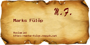 Marks Fülöp névjegykártya